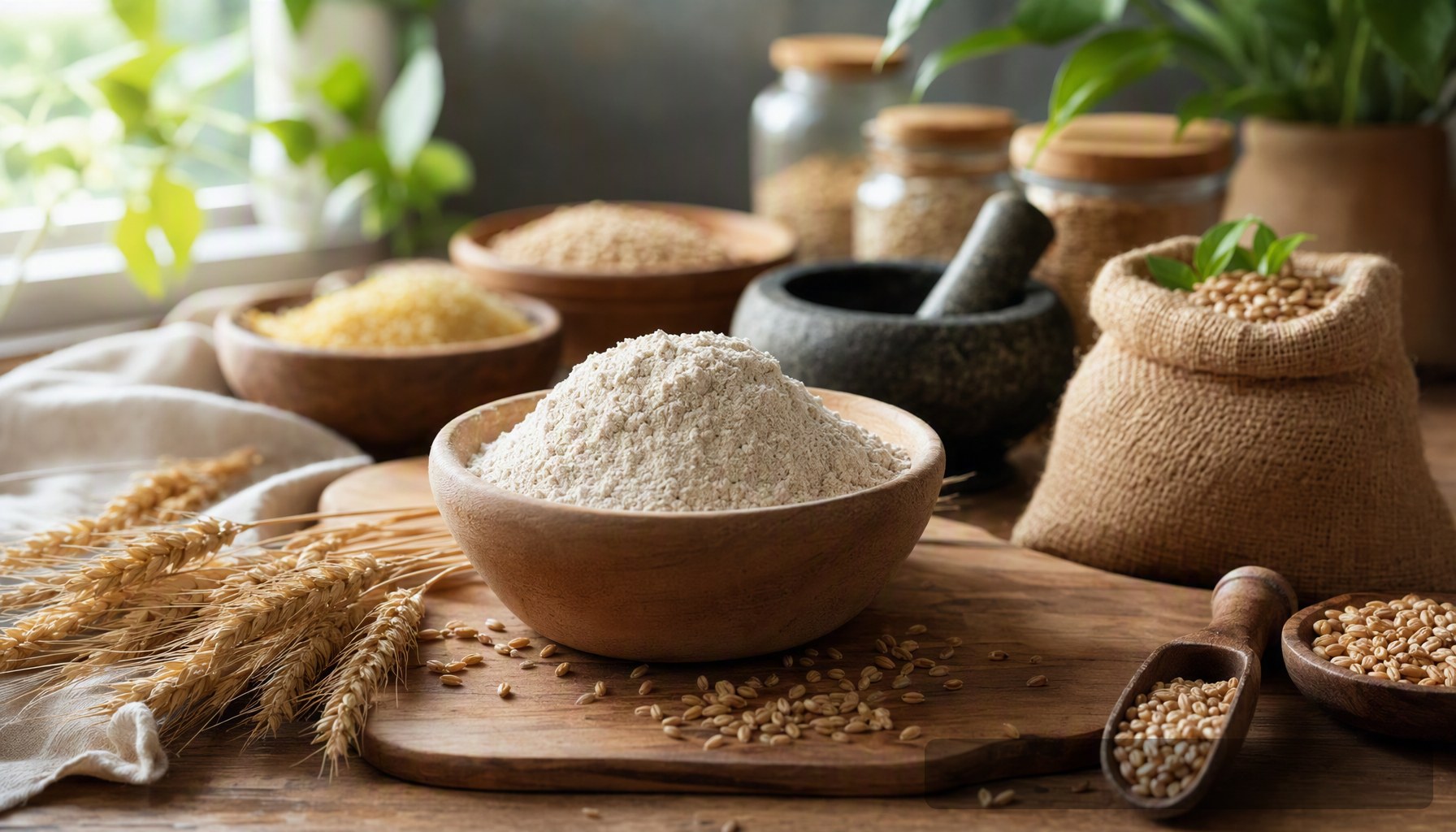 Wheat grain and flour with FSSAI testing context